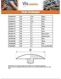 Vis Express Cache Vis Et Cache Trou-Cache vis Tête fraisée TORX TORX T25 Diamètre de tête: 13.5 nylon noir - 100 pièces