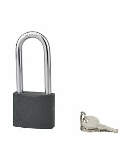 Serruprix Cadenas ACERA gris à clé, base 50 mm, anse 1/2 haute 72 mm, anse acier cémenté, 3 clés - SP
