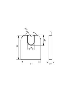 Thirard Cadenas à clé Fédéral Lock 720-P, acier, chantier, anse protégée molybdène, 54mm, 2 clés, noir -