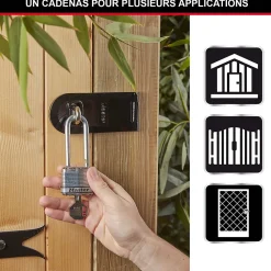 Master Lock Cadenas, Antivol-Cadenas à clé Excell M1EURDLH acier laminé l.45 mm hauteur de l'anse 51 mm