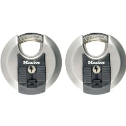Master Lock Cadenas à clé Excell M40EURT disque en acier inoxydable Ø. 70 mm hauteur de l'anse 16 mm vendu par 2