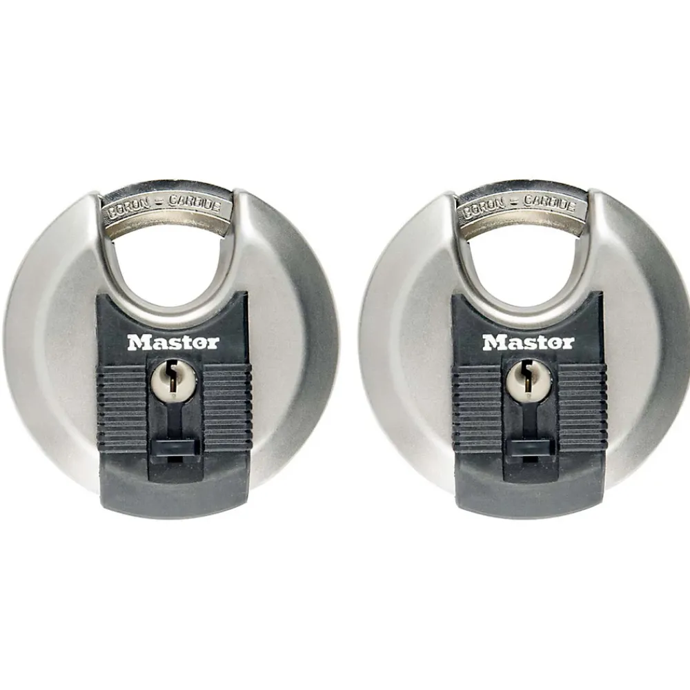 Master Lock Cadenas à clé Excell M40EURT disque en acier inoxydable Ø. 70 mm hauteur de l'anse 16 mm vendu par 2