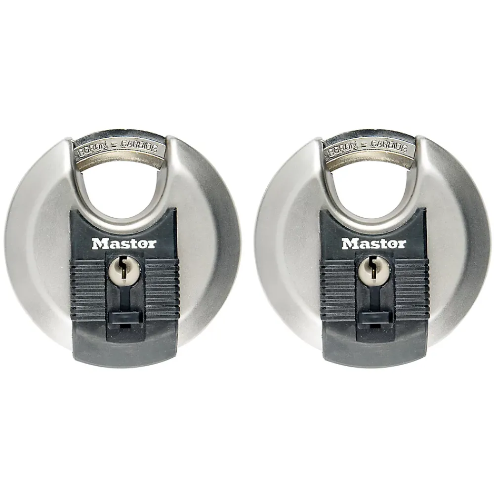 Master Lock Cadenas à clé Excell M40EURT disque en acier inoxydable Ø. 70 mm hauteur de l'anse 16 mm vendu par 2