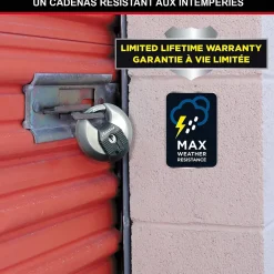 Master Lock Cadenas à clé Excell M40EURT disque en acier inoxydable Ø. 70 mm hauteur de l'anse 16 mm vendu par 2