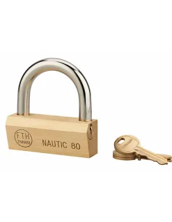 Thirard Cadenas, Antivol-Cadenas à clé Nautic, laiton, intérieur, anse acier, 80mm, 3 clés -