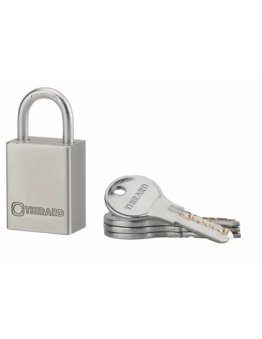 Thirard Cadenas à clé Rinox, inox, extérieur, anse inox, 30mm, 4 clés -