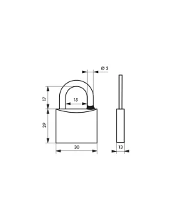 Thirard Cadenas à clé Type 1, laiton, extérieur, anse inox, 30mm, 2 clés -