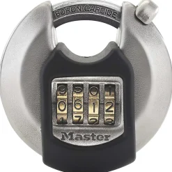 Master Lock Cadenas, Antivol-Cadenas à combinaison Excell M40EURDNUM disque en zinc Ø70 mm hauteur de l'anse 16 mm