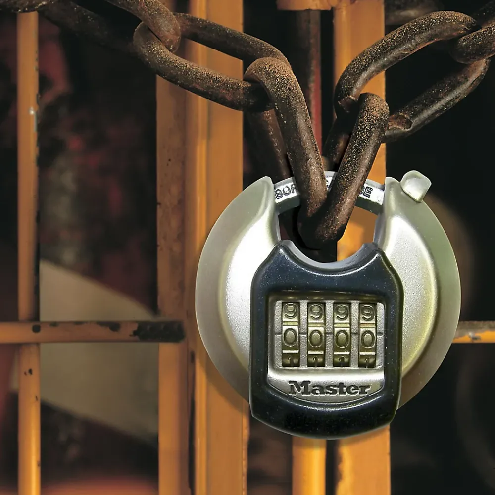 Master Lock Cadenas, Antivol-Cadenas à combinaison Excell M40EURDNUM disque en zinc Ø70 mm hauteur de l'anse 16 mm