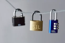 Smith & Locke Cadenas, Antivol-Cadenas à combinaison en aluminium coloris bleu l.21 mm anse en acier