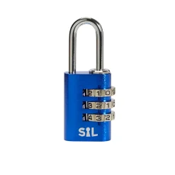 Smith & Locke Cadenas, Antivol-Cadenas à combinaison en aluminium coloris bleu l.21 mm anse en acier