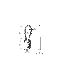 Thirard Cadenas, Antivol-Cadenas à combinaison TSA à cable, 3 chiffres, voyage, 30mm -