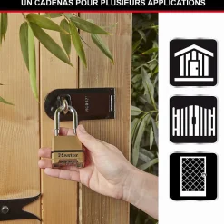 Master Lock Cadenas, Antivol-Cadenas Haute Sécurité Combinaison Zinc Anse XL Extérieur M175EURDLH