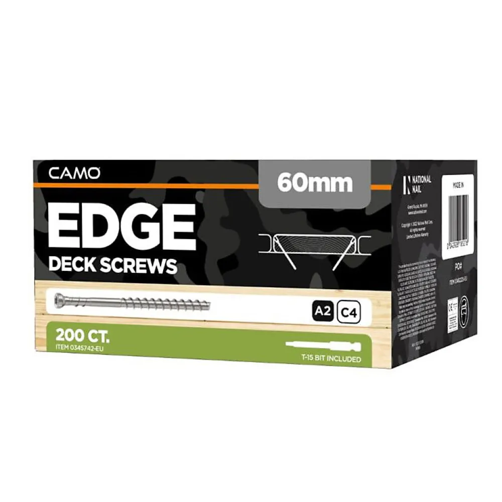 Camo Kit De Chevilles-Inox Boîte De 200 Vis Inox Terrasse A2 4,2 X 60 Mm
