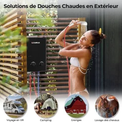 Camplux Chauffe-Eau Gaz-AY132B-DE Chauffe-eau instantanés portables de 5L/min au gaz Propane/Butane (50mbar)