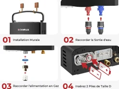 Camplux Chauffe-Eau Gaz-AY132B-DE Chauffe-eau instantanés portables de 5L/min au gaz Propane/Butane (50mbar)