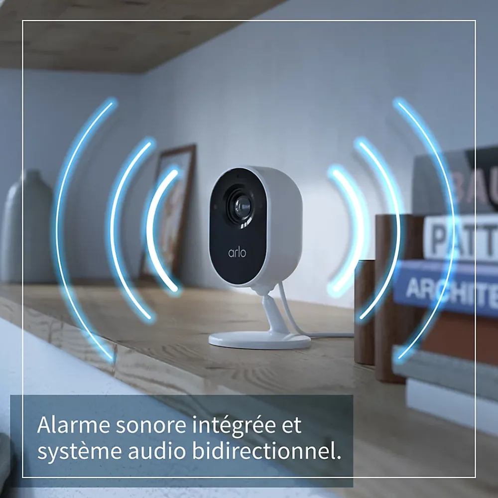 Arlo Caméra de vidéosurveillance intérieure sans fil Essential 1080p noire