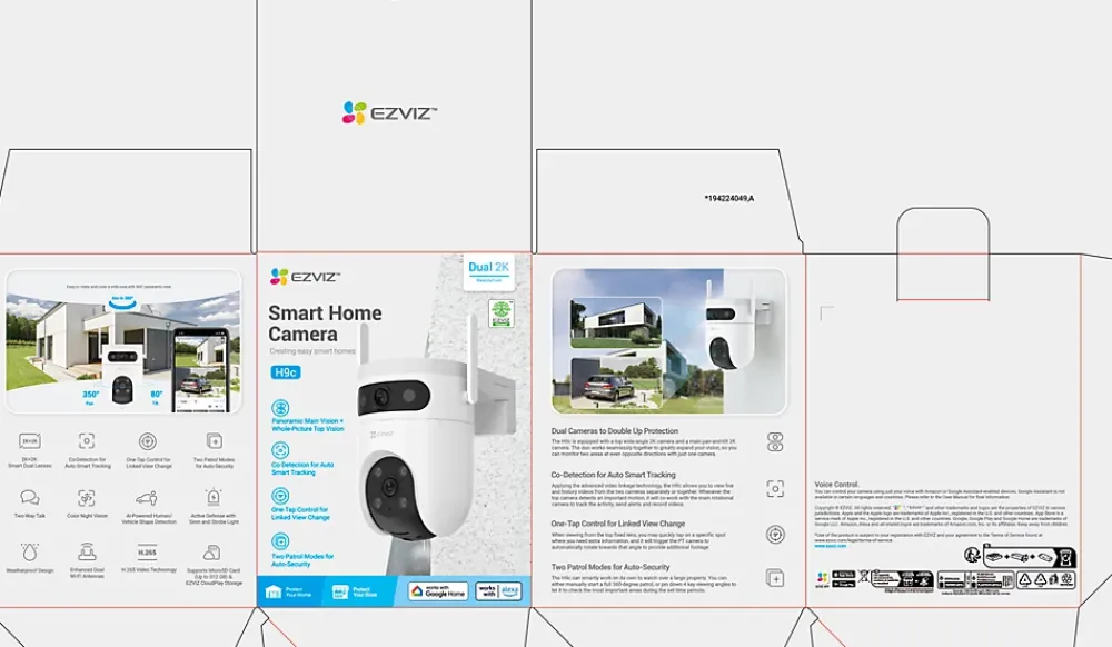 Ezviz Caméra extérieure motorisée H9C 3MP 2K