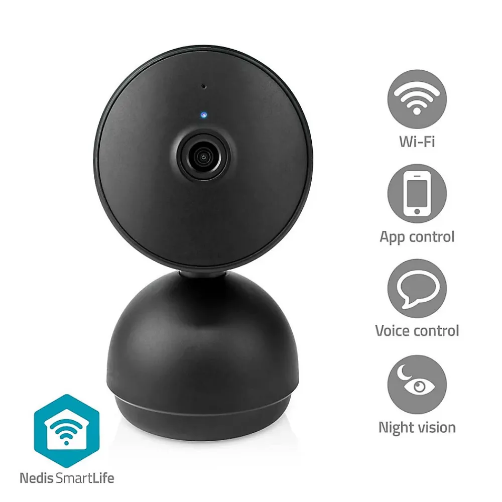 Nedis Caméra De Surveillance-Caméra intérieure SmartLife Wi-Fi Full HD 1080p Inclinaison du pano