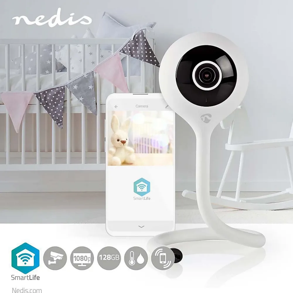 Nedis Caméra De Surveillance-Caméra IP intelligente Wi-Fi Capteur climatique FULL HD 1080p
