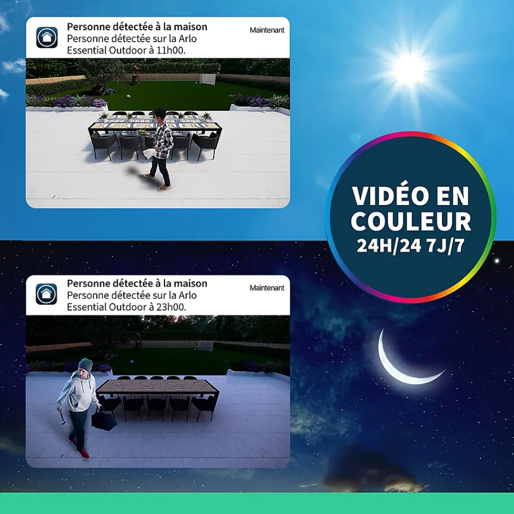 Arlo Caméra De Surveillance-2 caméras de vidéosurveillance extérieures 2K blanches Essential2