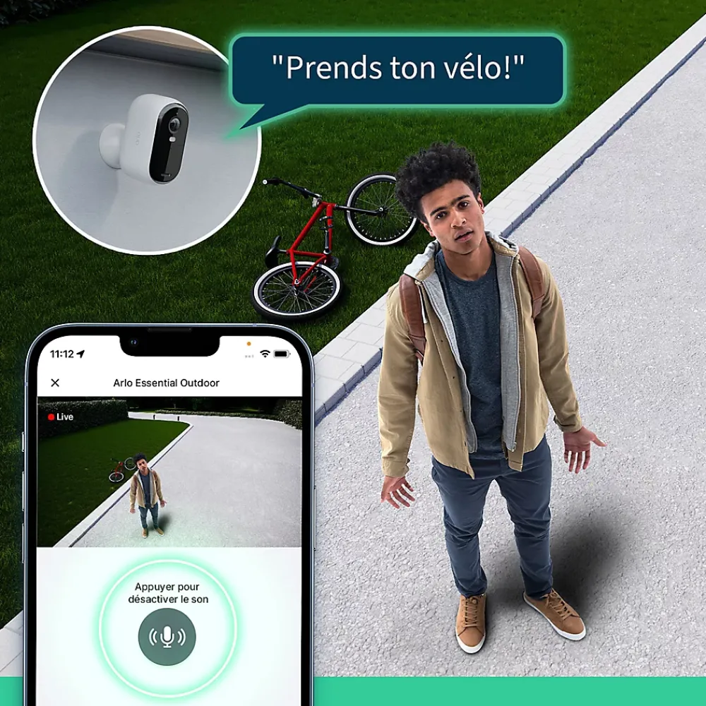 Arlo Caméra De Surveillance-2 caméras de vidéosurveillance extérieures 2K blanches Essential2