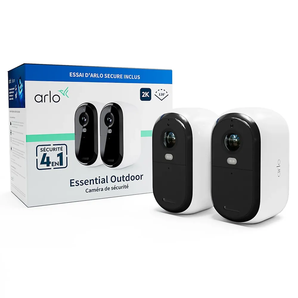 Arlo Caméra De Surveillance-2 caméras de vidéosurveillance extérieures 2K blanches Essential2