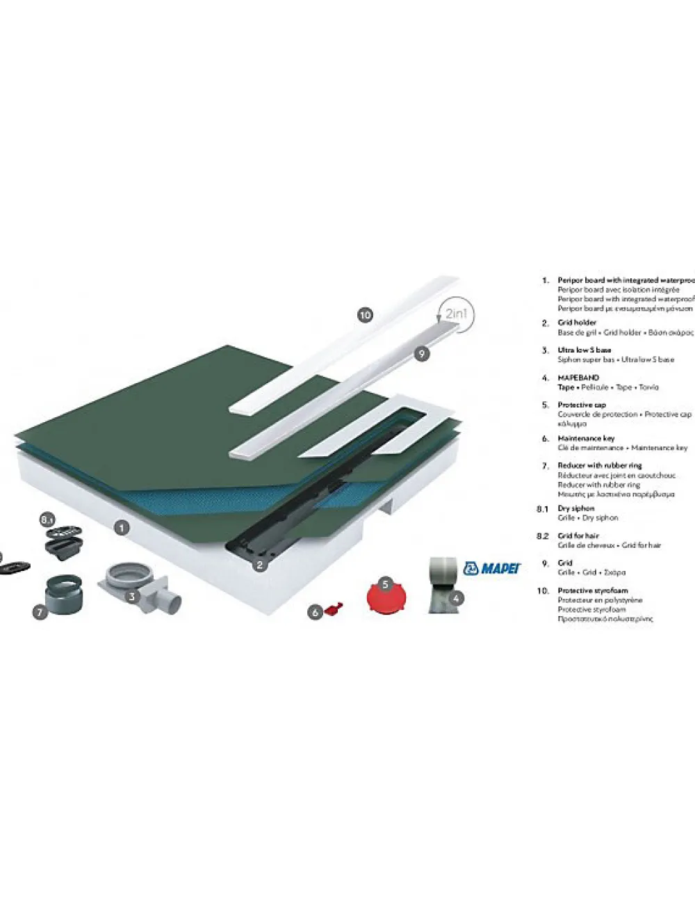 Karag Evacuation De Douche-Caniveau de douche BOARD FRAMELESS 120x120 cm-Acier inoxydable--55 --Acier inoxydable