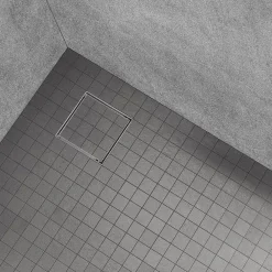 Saniverre Caniveau de douche à carreler carré CIREA 20 x 20 cm, siphon anti-odeurs, drainage 36l/min, hauteur réglable