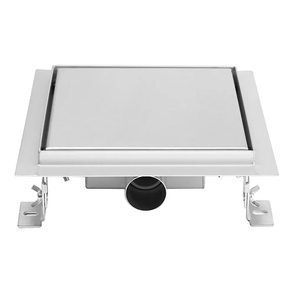 Saniverre Caniveau de douche carré inox CARA 25 x 25 cm avec siphon anti-odeurs, drainage 36l/min, hauteur réglable