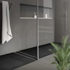 Luxebath Evacuation De Douche-Caniveau de Douche 60 cm 2en1 à Carreler, Argent, Acier Inoxydable