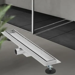 Luxebath Evacuation De Douche-Caniveau de Douche 60 cm 2en1 à Carreler, Argent, Acier Inoxydable