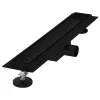 Luxebath Evacuation De Douche-Caniveau de Douche 50 cm 2en1 à Carreler, Noir, Acier Inoxydable