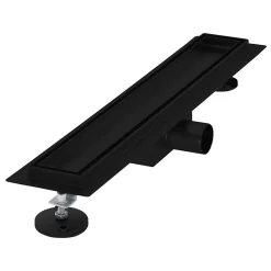 Luxebath Evacuation De Douche-Caniveau de Douche 50 cm 2en1 à Carreler, Noir, Acier Inoxydable