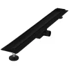 Luxebath Evacuation De Douche-Caniveau de Douche 80 cm 2en1 à Carreler, Noir, Acier Inoxydable