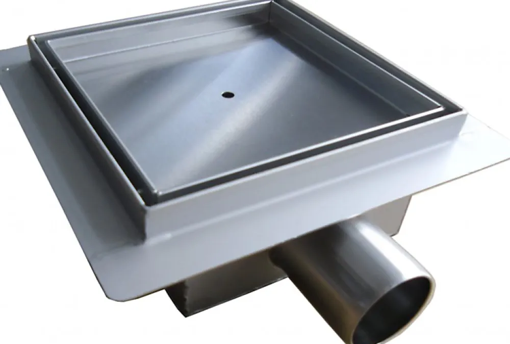 Bernstein Evacuation De Douche-Caniveau de douche en acier inoxydable S8 pour douche prêt à carreler - dimensions 15x15cm