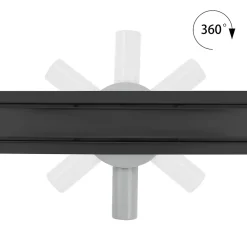 Saniverre Evacuation De Douche-Caniveau de douche 2en1 VINY L.50 cm, réversible à carreler ou inox noir + siphon 360, drainage 36l/min -