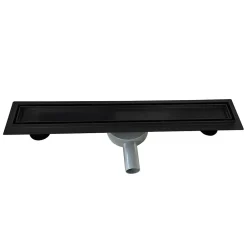 Saniverre Evacuation De Douche-Caniveau de douche 2en1 VINY L.80 cm, réversible à carreler ou inox noir + siphon 360, drainage 36l/min -