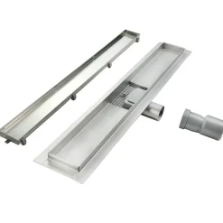 Saniverre Evacuation De Douche-Caniveau de douche Italienne 2en1 CELO L.80 cm à encastrer réversible à carreler ou inox -