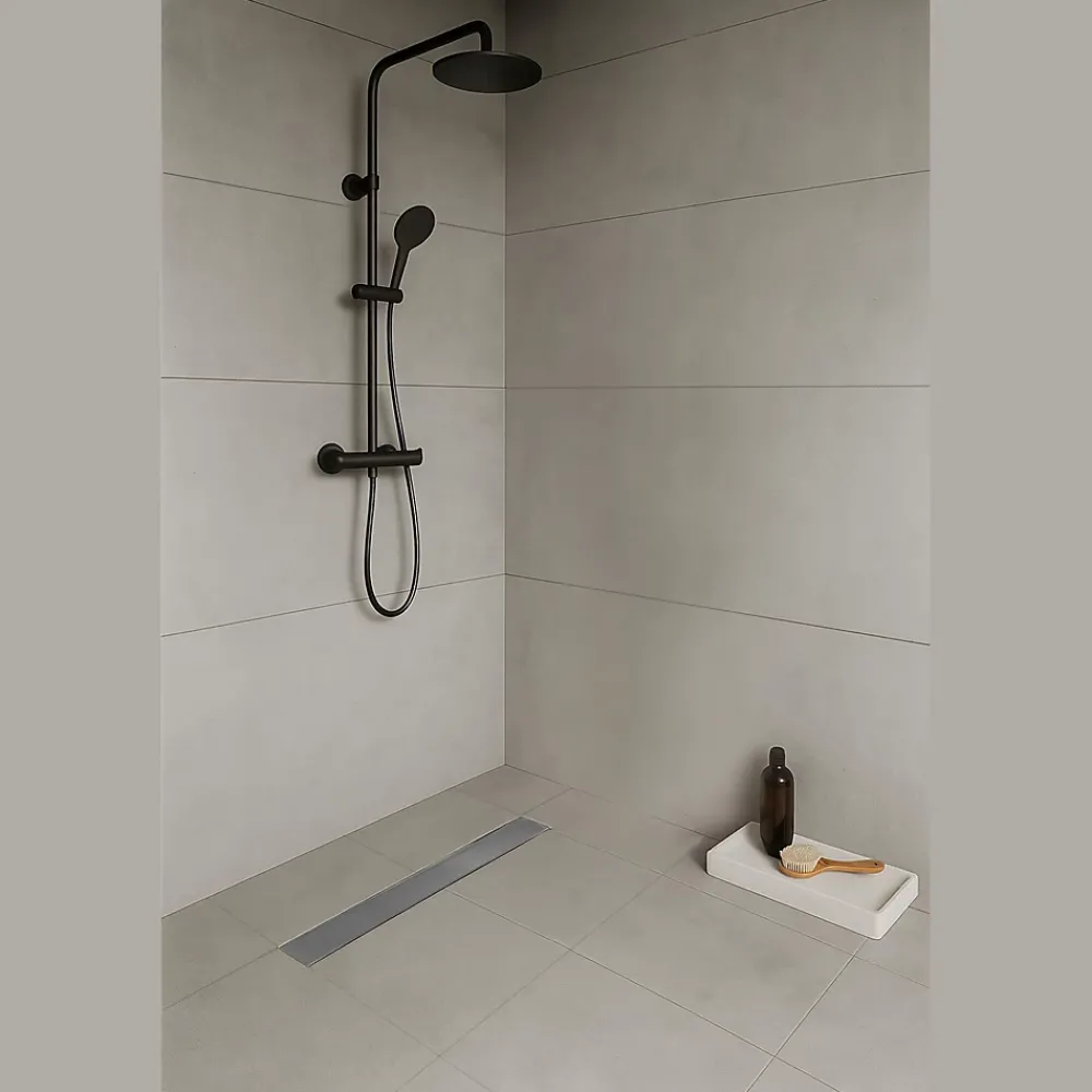 Saniverre Evacuation De Douche-Caniveau de douche Italienne DALA inox L.120 cm anti-odeurs + filtre, drainage performant -