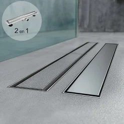 Saniverre Evacuation De Douche-Caniveau de douche Italienne 2en1 CELO L.100 cm à encastrer réversible à carreler ou inox -