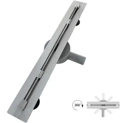Saniverre Caniveau de douche italienne slim DEKI L.80 cm acier inoxydable avec siphon 360, drainage performant