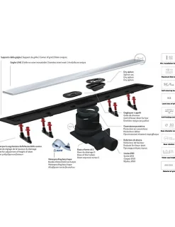 Karag Caniveau de douche sans cadre en or plaqué 24 carats FRAMELESS LINE-55 cm--