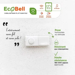 SCS Sentinel Carillon sans fil et bouton sans pile EcoBell 100