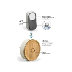 Avidsen 2 Carillons Bamboo et 1 bouton sans fil sans pile Bamboo