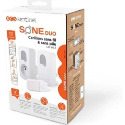 SCS Sentinel Carillons - - SONE DUO - Sans fil et sans pile - Lot de 2 - Portée 150+50 metres - Auto-alimenté