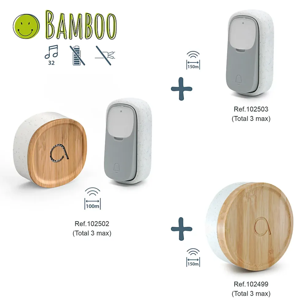 Avidsen Carillon USB sans fil sans pile Bamboo - - 102502