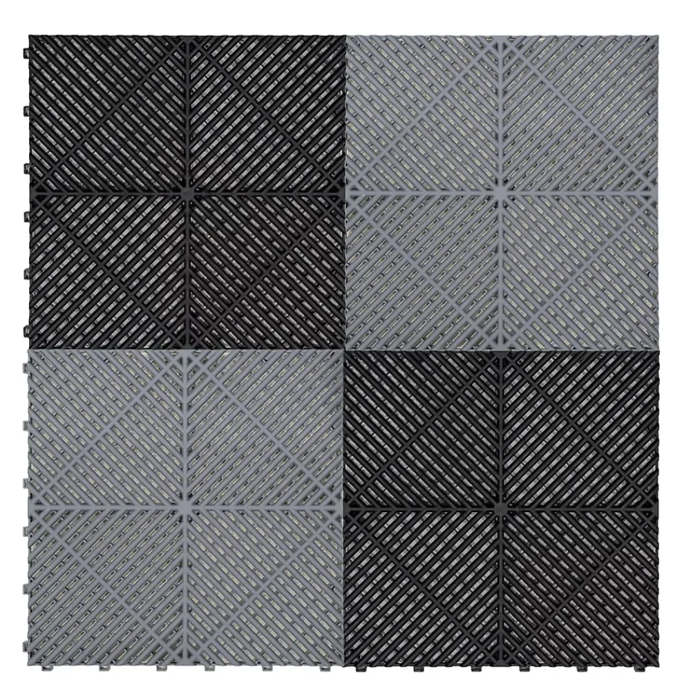 MonsterShop Patin, Feutre Et Embout-Carrelage de Sol Ventilé Pour Garage Avec Bordure (90 x Noir & 30 Gris)