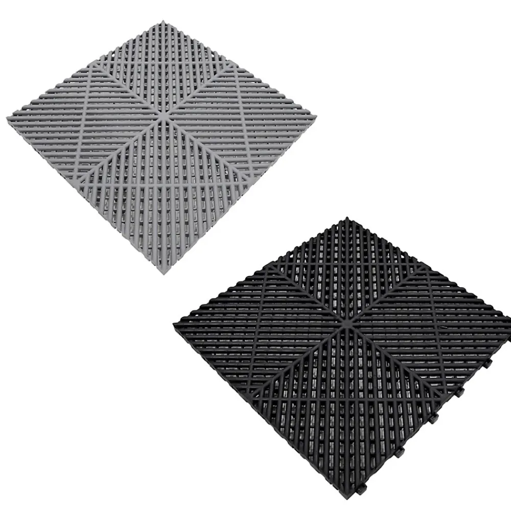 MonsterShop Patin, Feutre Et Embout-Carrelage de Sol Ventilé Pour Garage Avec Bordure (90 x Noir & 30 Gris)
