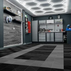 MonsterShop Patin, Feutre Et Embout-Carrelage de Sol Ventilé Pour Garage Avec Bordure (90 x Noir & 30 Gris)